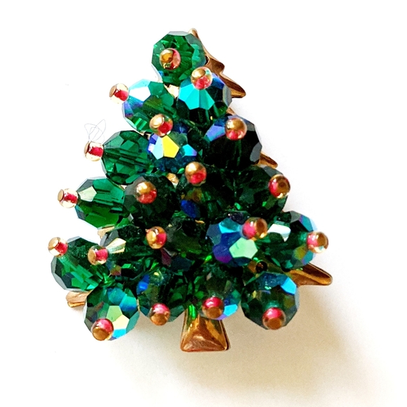 Vintage Jewelry - Vintage Aurora Borealis Christmas Tree Brooch Pin